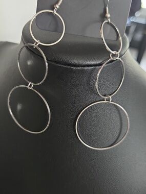 Paparazzi Silver Hoop Dangle Earrings NWT